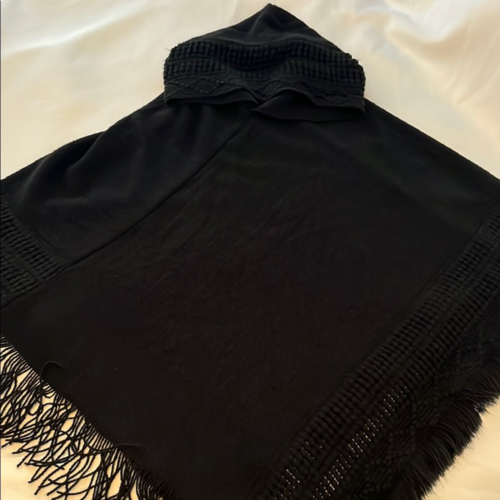 Elegant Black Fringed Shawl